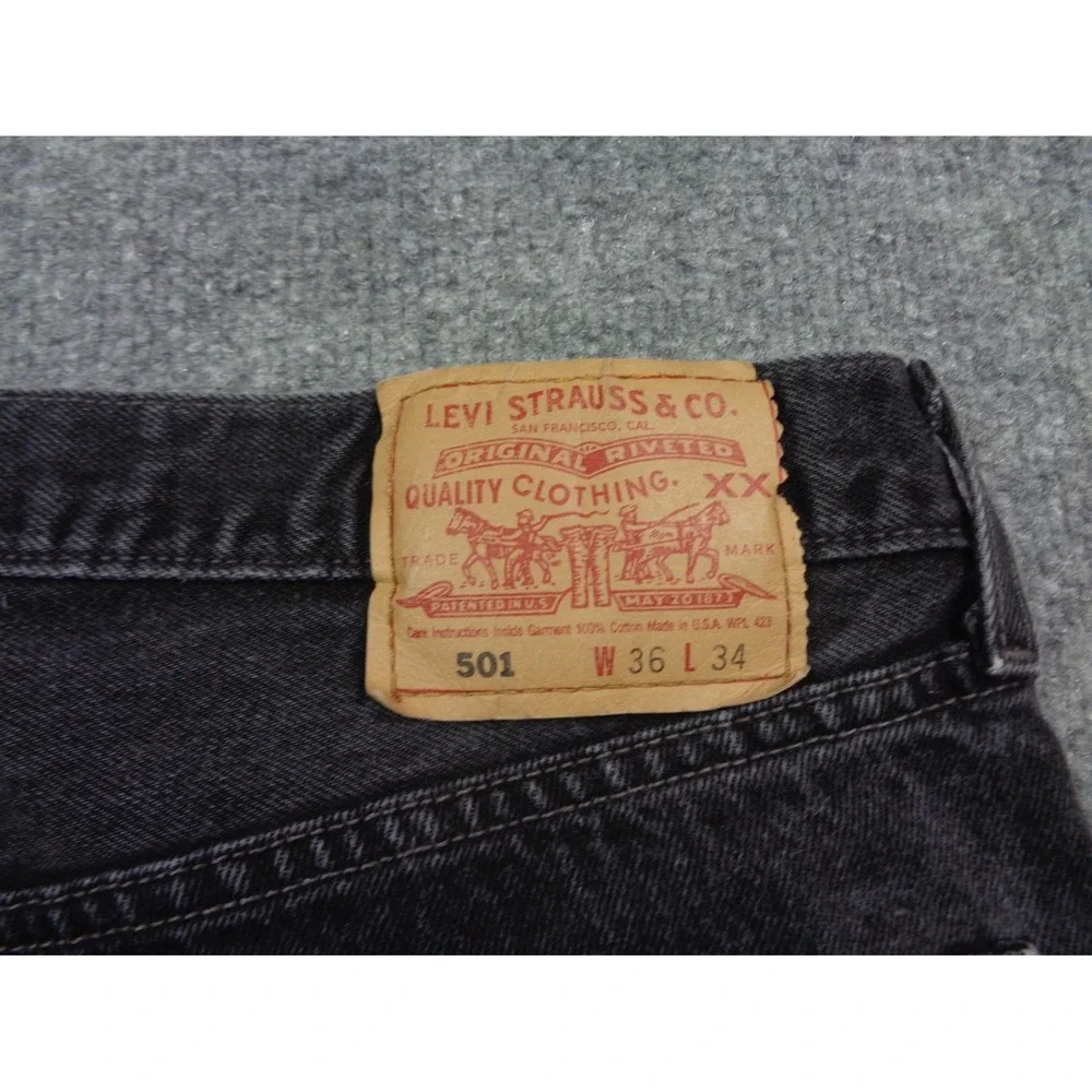 Vintage Levis 501 Jeans Mens 36x34 (34x34) Black Denim USA Made Washed 90s Faded